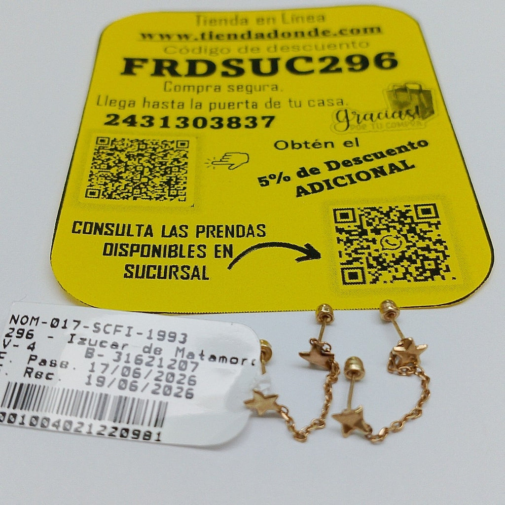 BROQUELES PAR ORO 10 K 0.3 GRMS (SEMINUEVO)