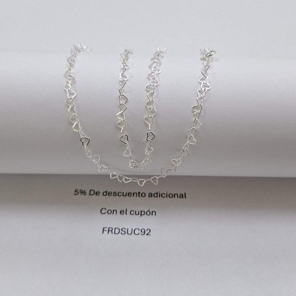 CADENA CORAZONES PLATA .925 50 CM 2.52 GR (NUEVO)