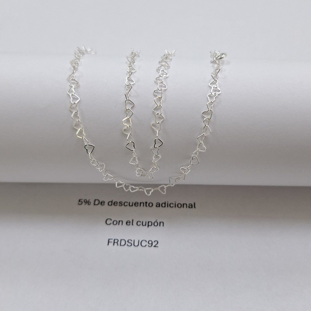 CADENA CORAZONES PLATA .925 50 CM 2.52 GR (NUEVO)