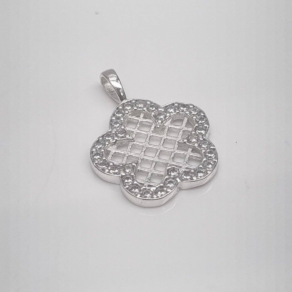 DIJE FLOR CON CIRCONIAS PLATA .925 1.7 GR (NUEVO)