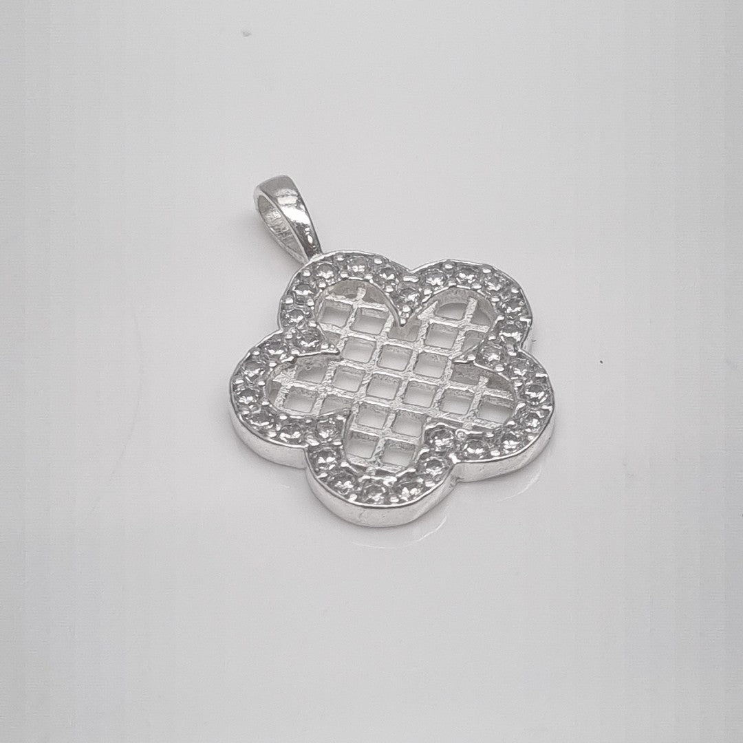 DIJE FLOR CON CIRCONIAS PLATA .925 1.7 GR (NUEVO)