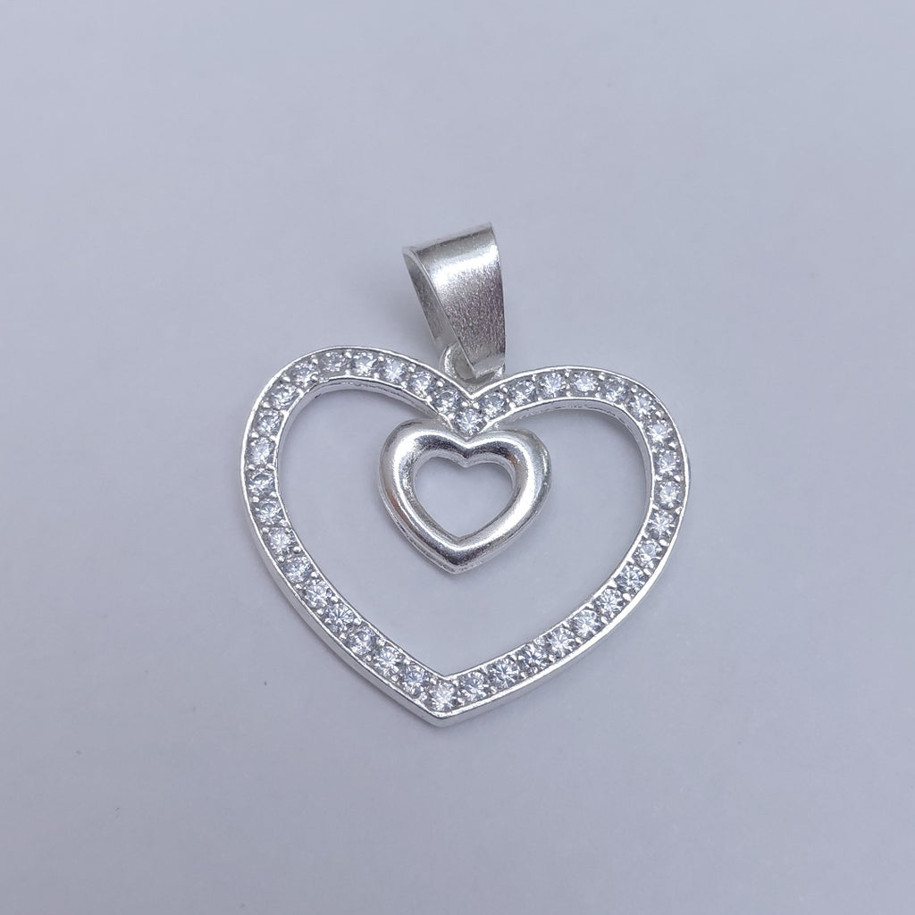 DIJE CORAZON C/CIRCONIAS PLATA .925 2.7 GR (NUEVO)