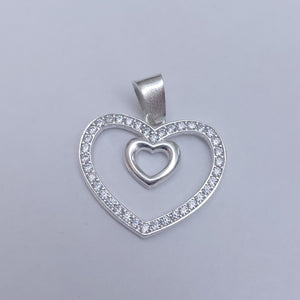 DIJE CORAZON C/CIRCONIAS PLATA .925 2.7 GR (NUEVO)