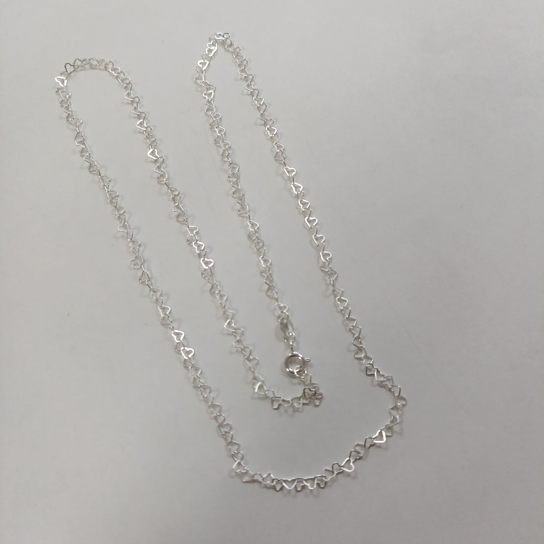 CADENA CORAZONES PLATA .925 60 CM 3.02 GR (NUEVO)