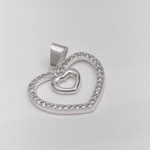 DIJE CORAZON C/CIRCONIAS PLATA .925 2.7 GR (NUEVO)