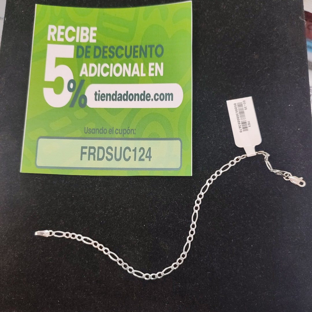 PULSERA TEJIDO 3X1 PLATA .925 21 CM 3.2 GR (NUEVO)