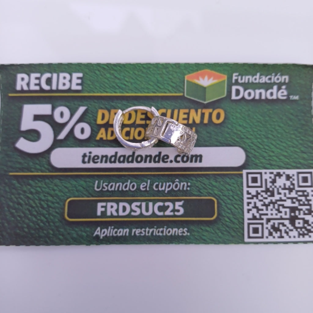 HUGGIES C/CIRCONIAS PLATA .925 2.8 GR (NUEVO)