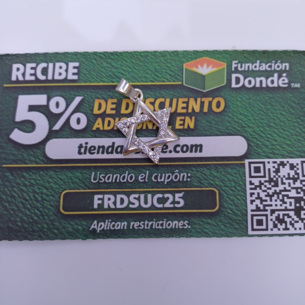 DIJE ESTRELLA DE DAVID C/CIRCONIAS PLATA .925 2.7 GR (NUEVO)