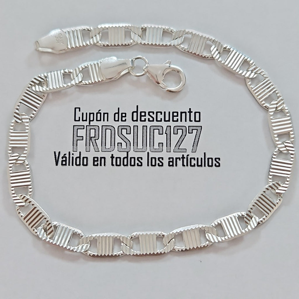 PULSERA TEJIDO ESPEJO PLATA .925 21 CM 7.9 GR (NUEVO)