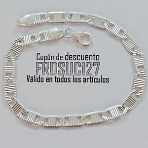 PULSERA TEJIDO ESPEJO PLATA .925 21 CM 7.9 GR (NUEVO)