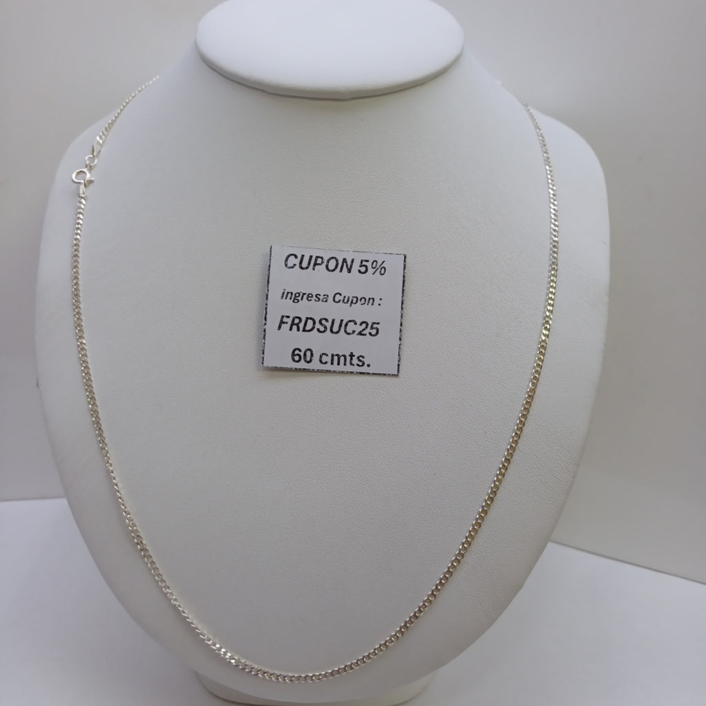 CADENA TEJIDO BARBADO PLATA .925 60 CM 5.6 GR (NUEVO)