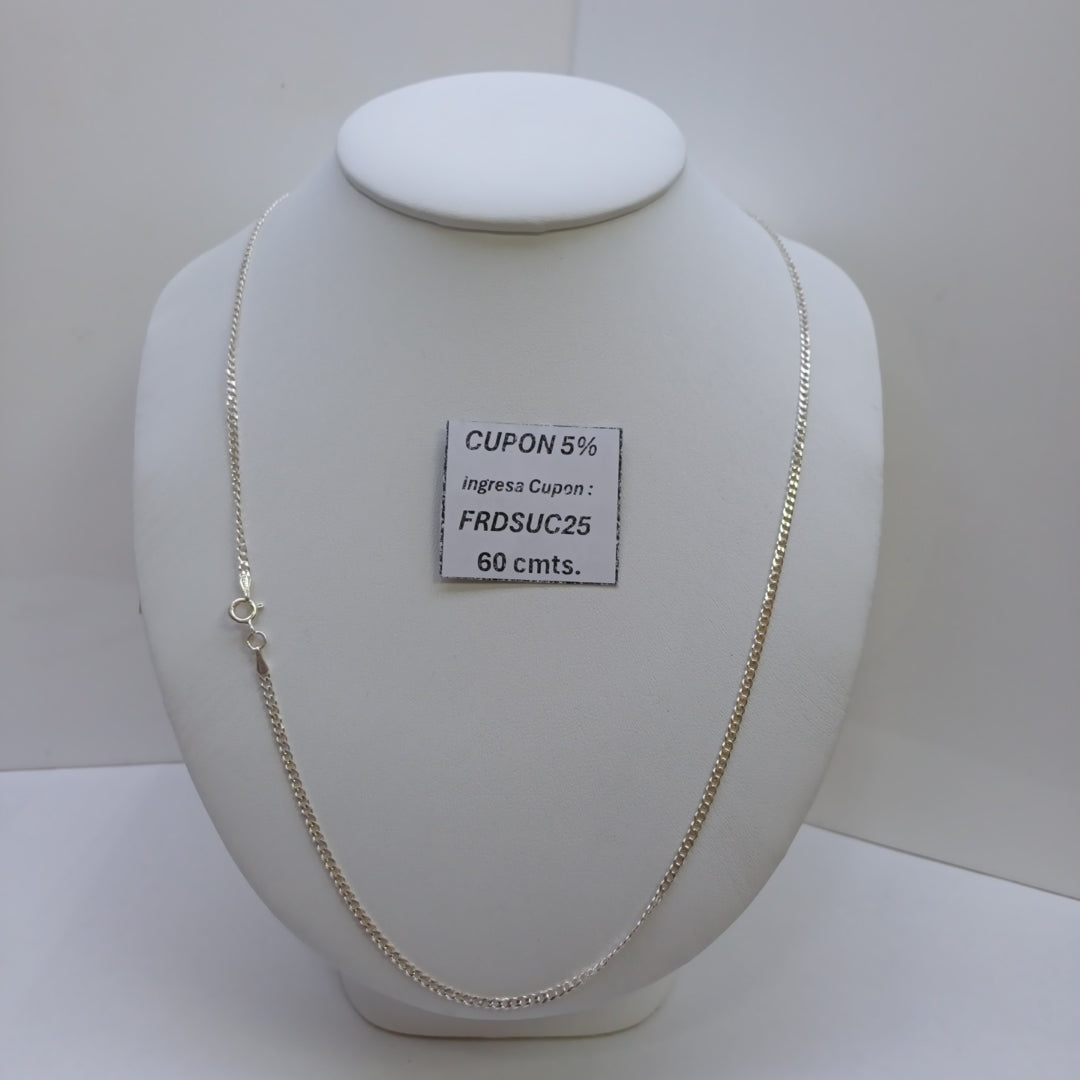 CADENA TEJIDO BARBADO PLATA .925 60 CM 5.6 GR (NUEVO)