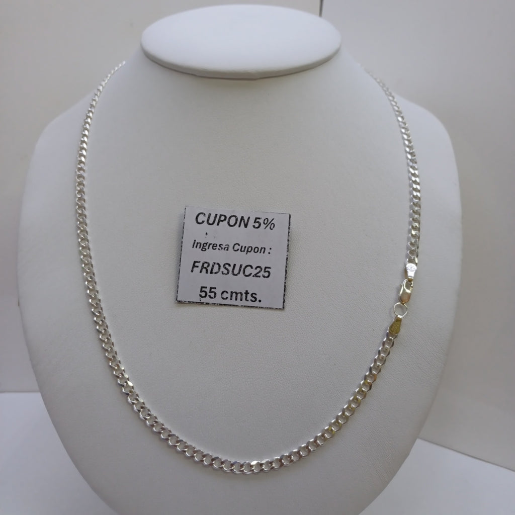 CADENA TEJIDO BARBADO PLATA .925 55 CM 12.8 GR (NUEVO)