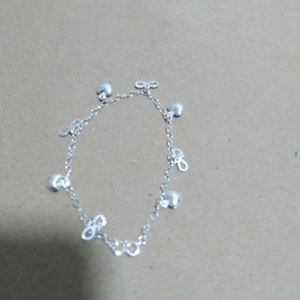 PULSERA CON DIJES CORAZON INFINITO PLATA .925 18 CM 3.12 GR (NUEVO)