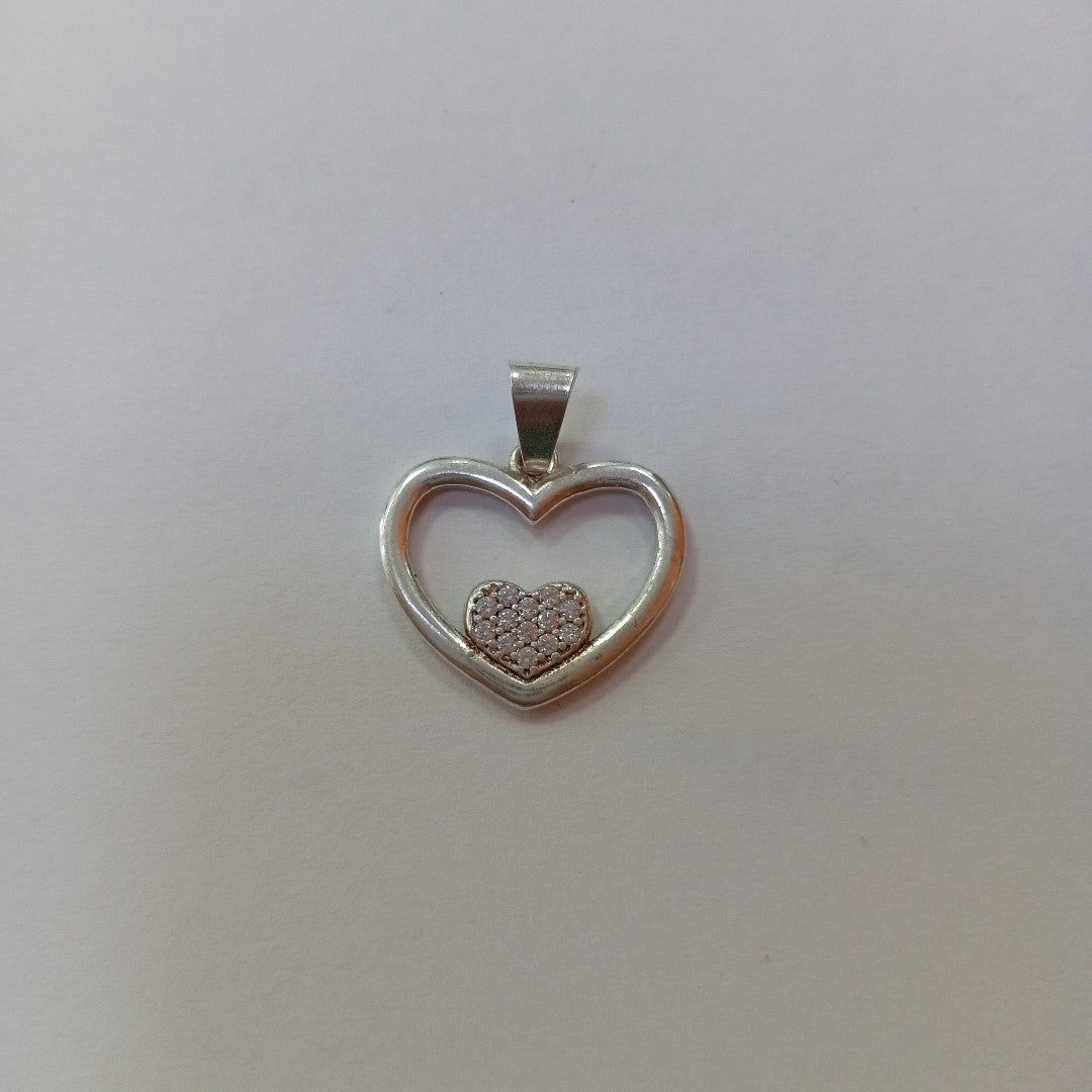DIJE CORAZON C/CIRCONIAS PLATA .925 2.5 GR (NUEVO)