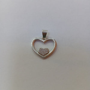 DIJE CORAZON C/CIRCONIAS PLATA .925 2.5 GR (NUEVO)