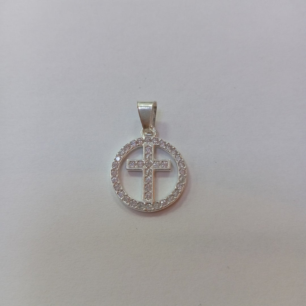 DIJE CRUZ C/CIRCONIAS PLATA .925 2.5 GR (NUEVO)