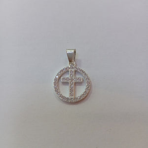DIJE CRUZ C/CIRCONIAS PLATA .925 2.5 GR (NUEVO)