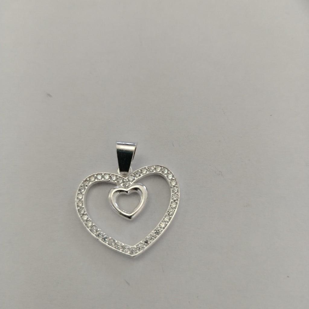 DIJE CORAZON C/CIRCONIAS PLATA .925 2.7 GR (NUEVO)