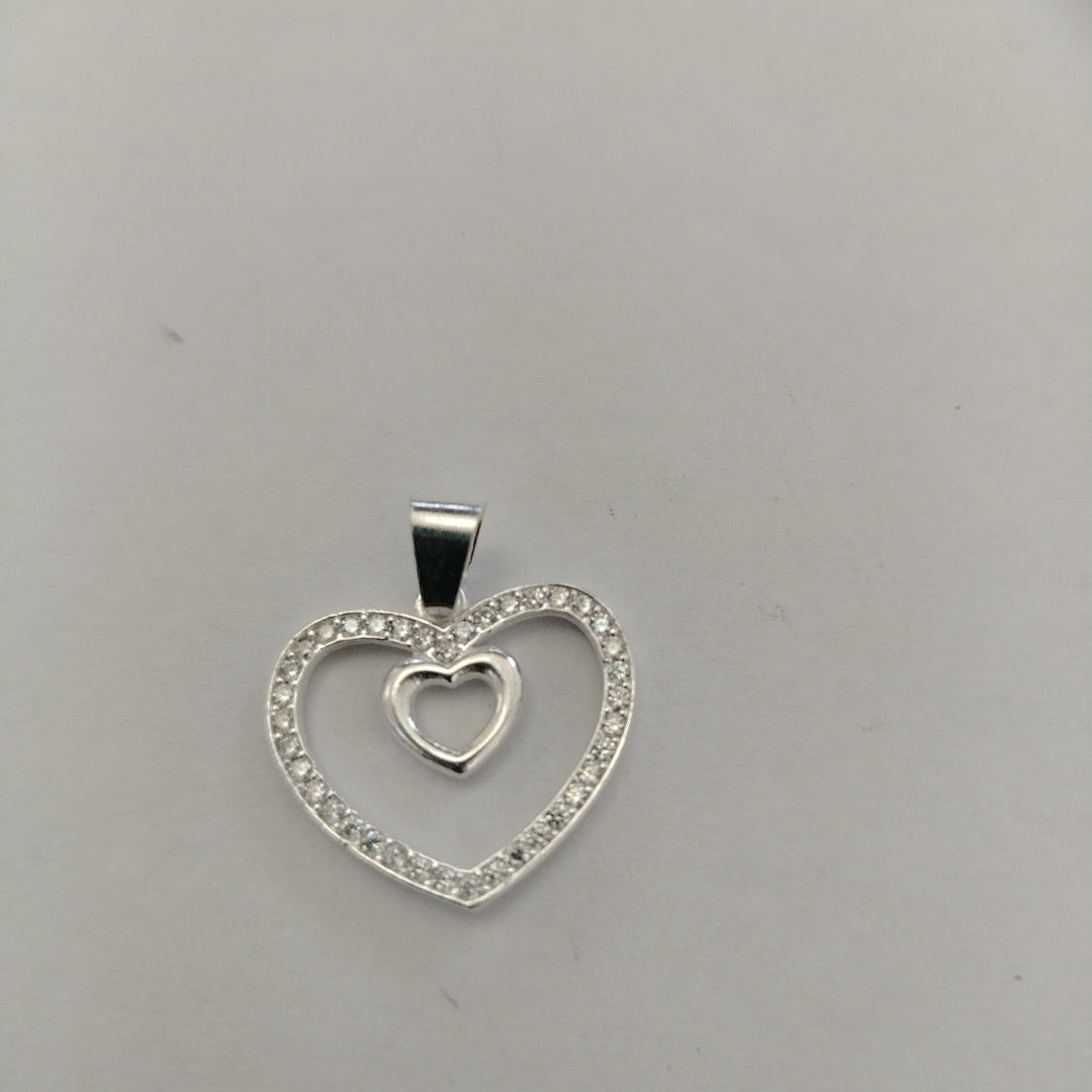 DIJE CORAZON C/CIRCONIAS PLATA .925 2.7 GR (NUEVO)