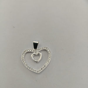 DIJE CORAZON C/CIRCONIAS PLATA .925 2.7 GR (NUEVO)