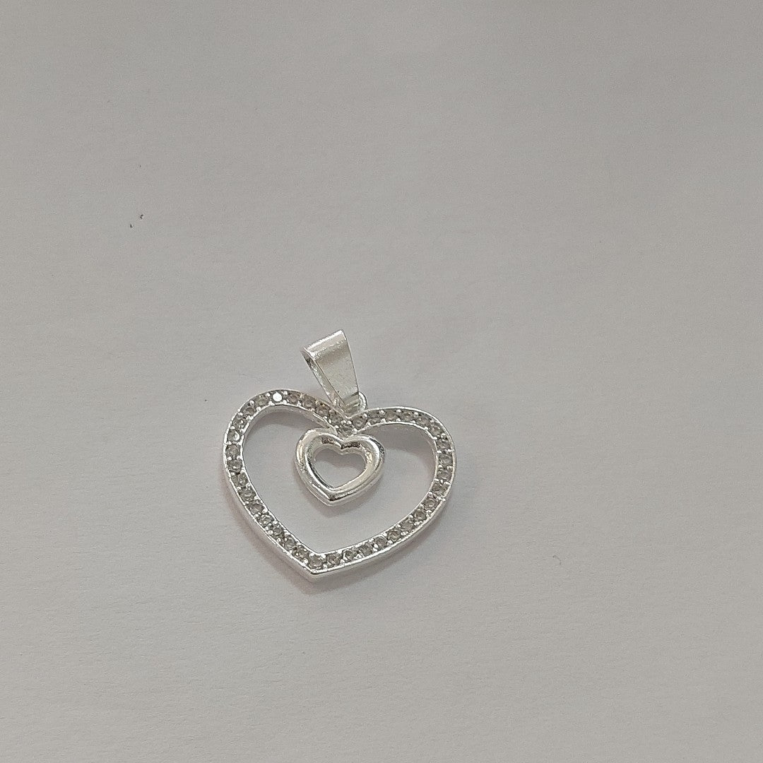 DIJE CORAZON C/CIRCONIAS PLATA .925 2.7 GR (NUEVO)