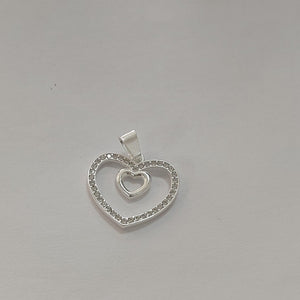 DIJE CORAZON C/CIRCONIAS PLATA .925 2.7 GR (NUEVO)