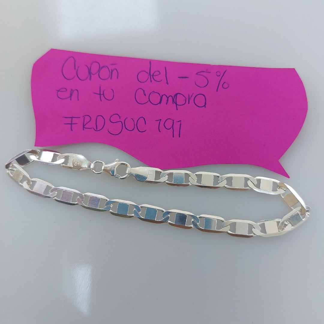 PULSERA TEJIDO ESPEJO PLATA .925 21 CM 7.6 GR (NUEVO)