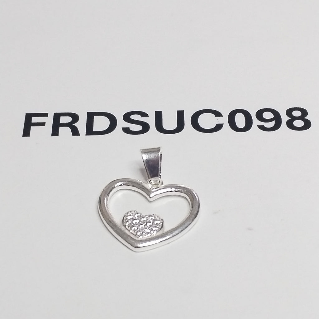 DIJE CORAZON C/CIRCONIAS PLATA .925 2.7 GR (NUEVO)