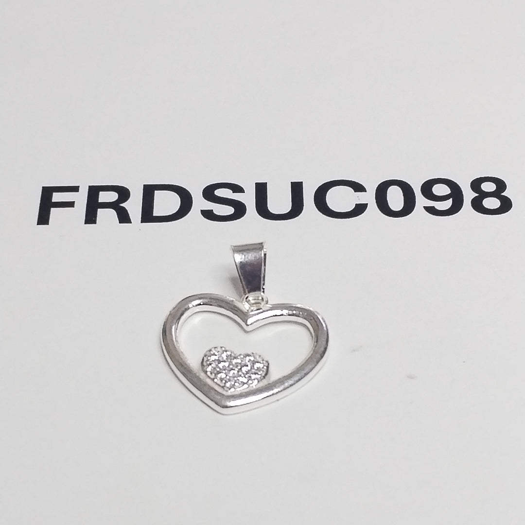 DIJE CORAZON C/CIRCONIAS PLATA .925 2.7 GR (NUEVO)