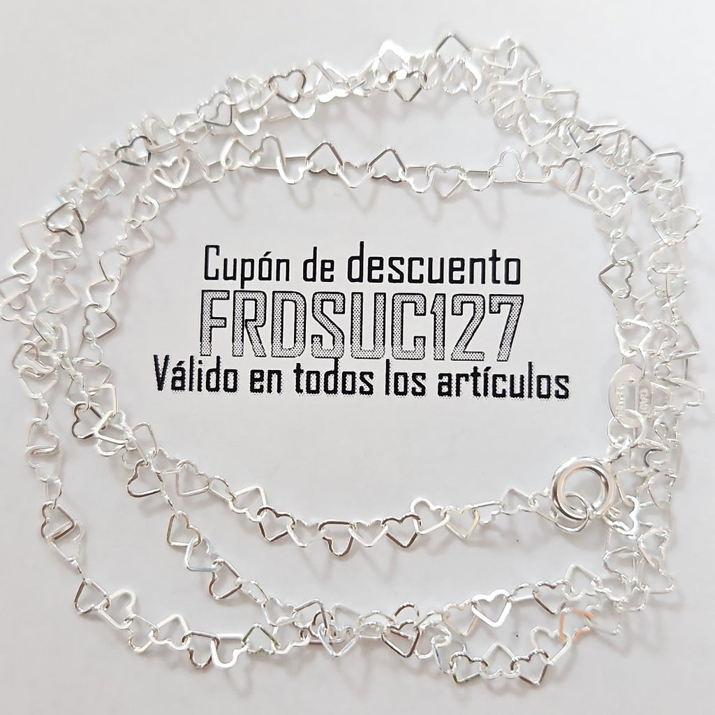 CADENA CORAZONES PLATA .925 55 CM 2.82 GR (NUEVO)