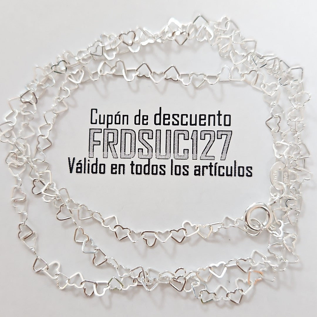 CADENA CORAZONES PLATA .925 55 CM 2.82 GR (NUEVO)