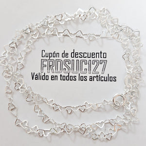 CADENA CORAZONES PLATA .925 55 CM 2.82 GR (NUEVO)