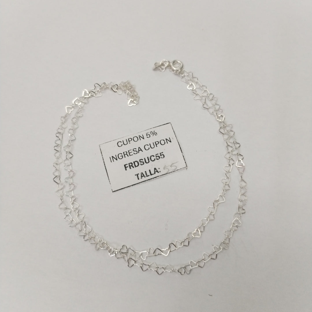 CADENA CORAZONES PLATA .925 55 CM 2.72 GR (NUEVO)