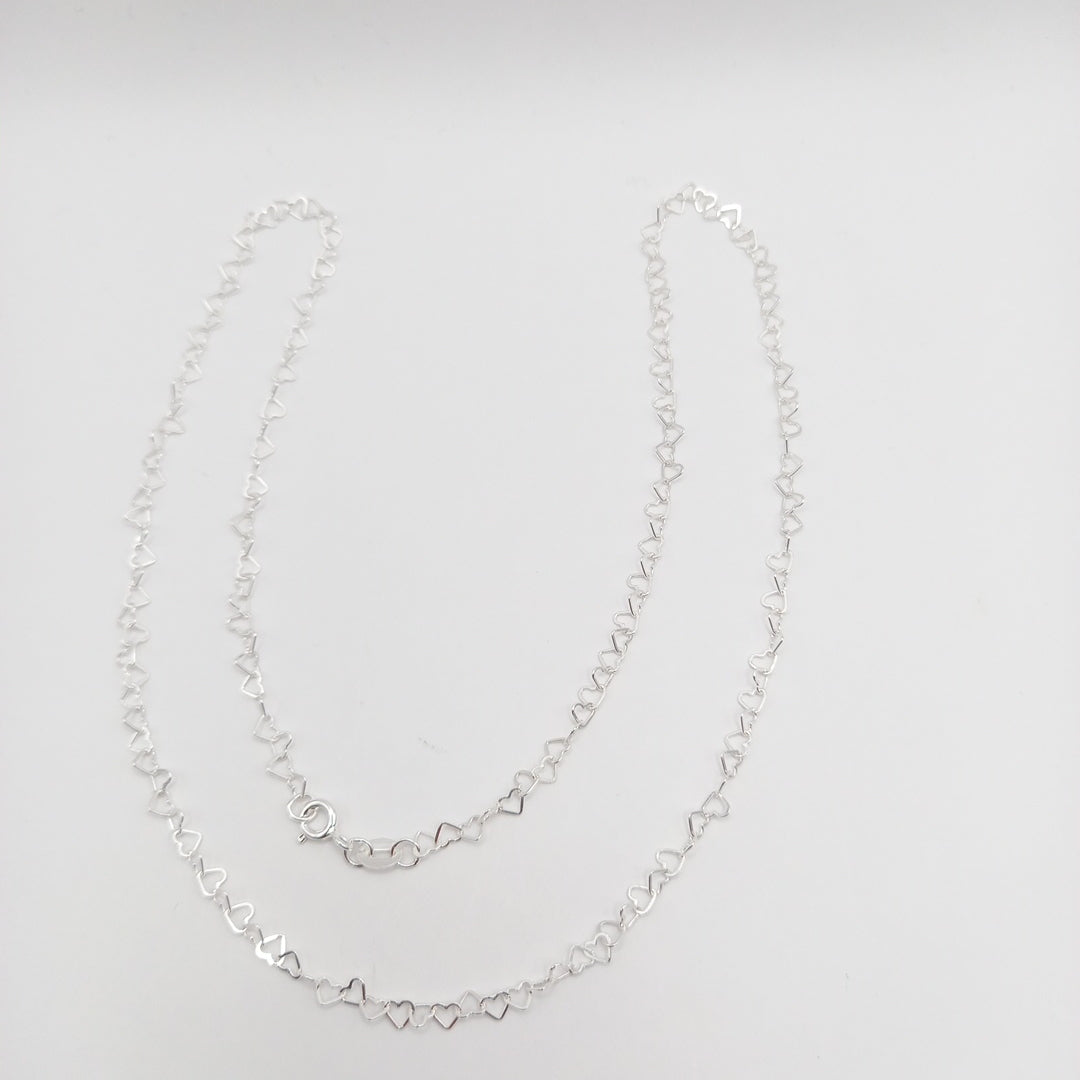 CADENA CORAZONES PLATA .925 50 CM 2.62 GR (NUEVO)