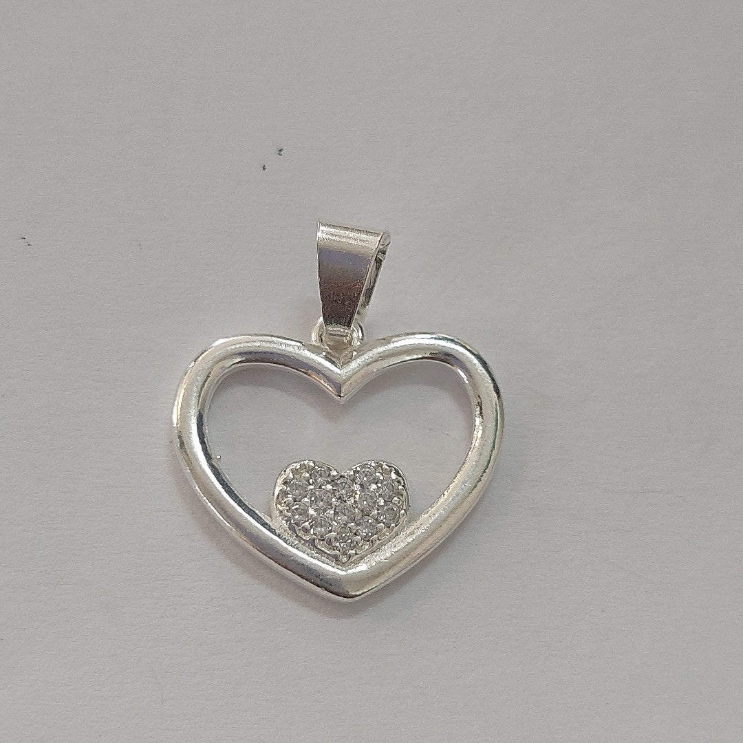 DIJE CORAZON C/CIRCONIAS PLATA .925 2.7 GR (NUEVO)