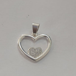 DIJE CORAZON C/CIRCONIAS PLATA .925 2.7 GR (NUEVO)