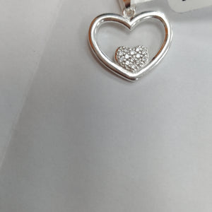 DIJE CORAZON C/CIRCONIAS PLATA .925 2.7 GR (NUEVO)