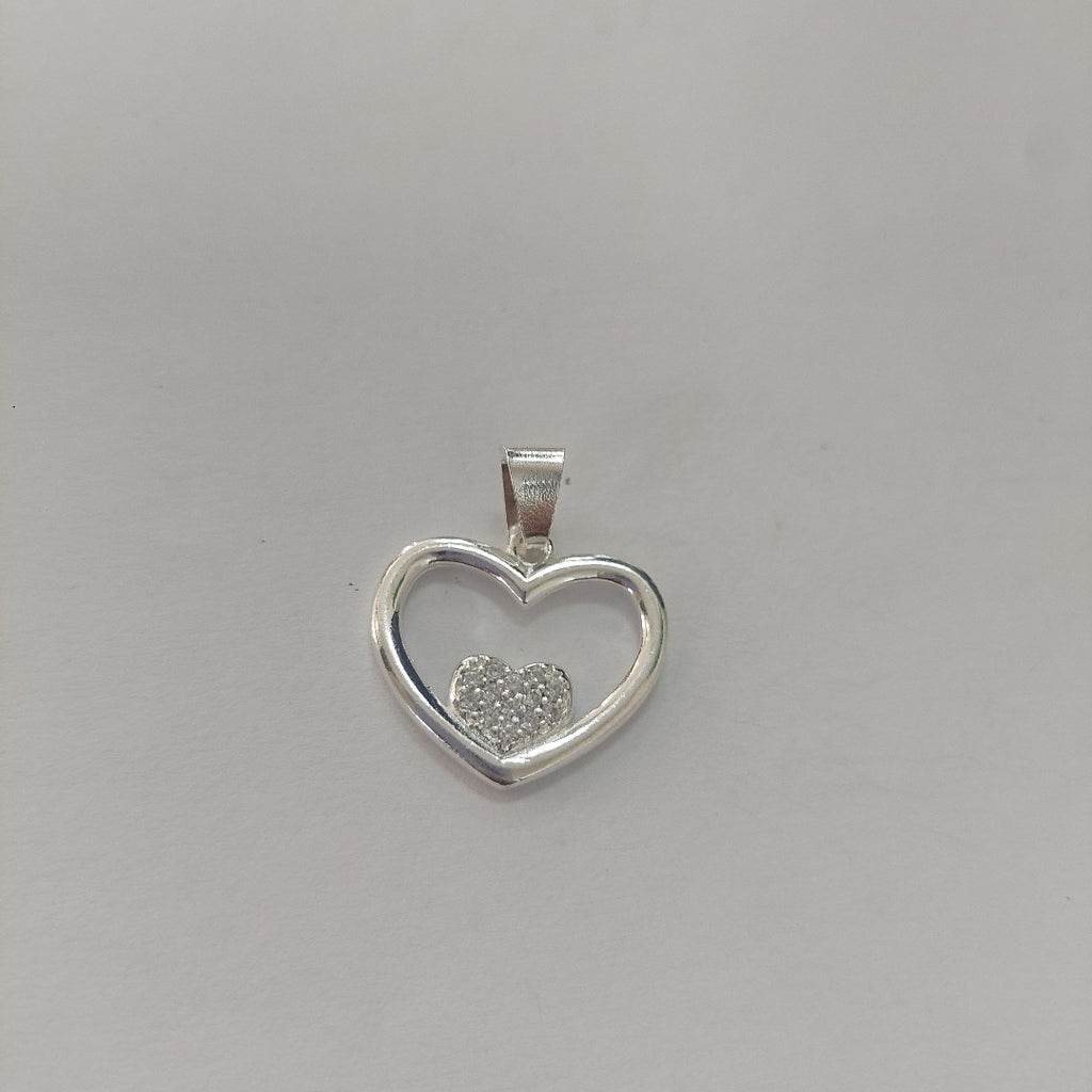 DIJE CORAZON C/CIRCONIAS PLATA .925 2.7 GR (NUEVO)