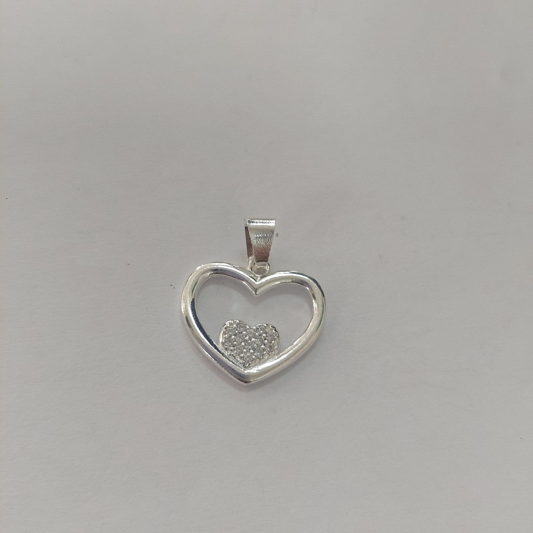 DIJE CORAZON C/CIRCONIAS PLATA .925 2.7 GR (NUEVO)