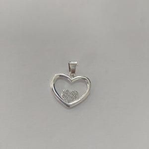 DIJE CORAZON C/CIRCONIAS PLATA .925 2.7 GR (NUEVO)