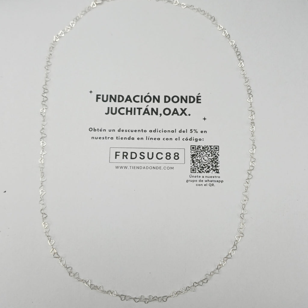 CADENA CORAZONES PLATA .925 55 CM 2.82 GR (NUEVO)
