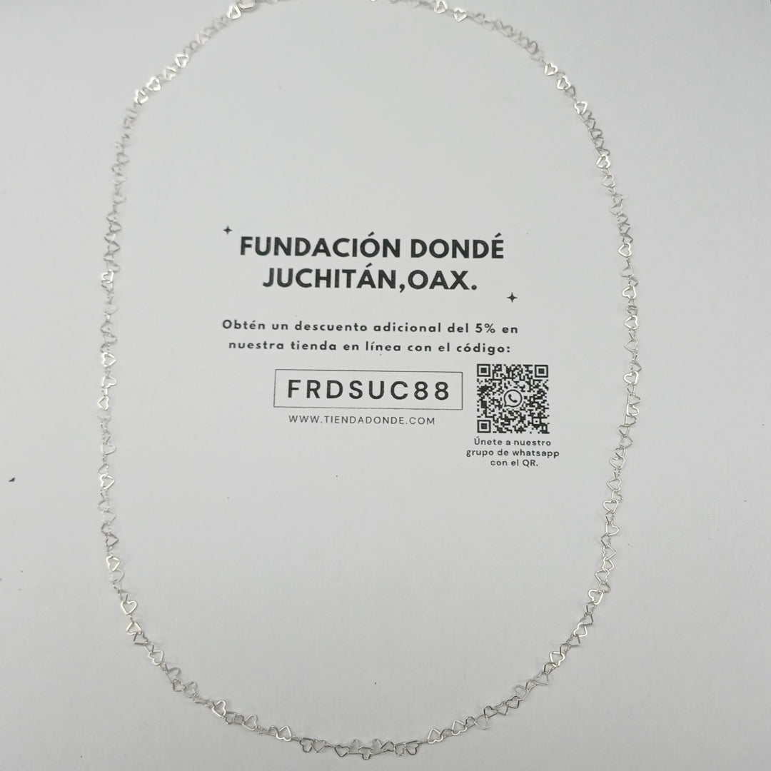 CADENA CORAZONES PLATA .925 55 CM 2.82 GR (NUEVO)