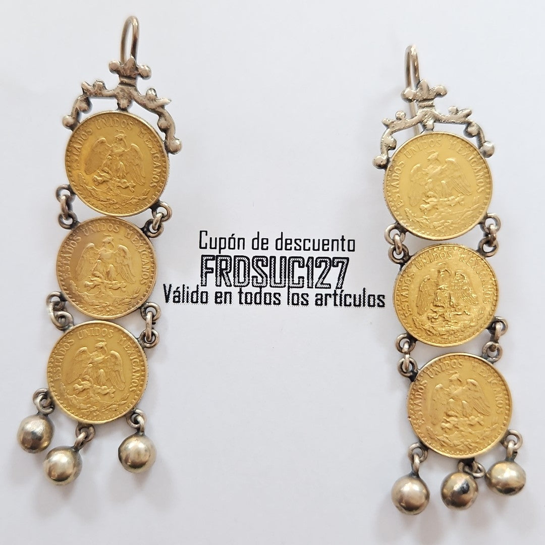 K1 9.96 GRMS 21 K IDENTIFICACIÓN ARETES PAR, MONEDA NOMINATIVA MONEDAS PE (SEMINUEVO)