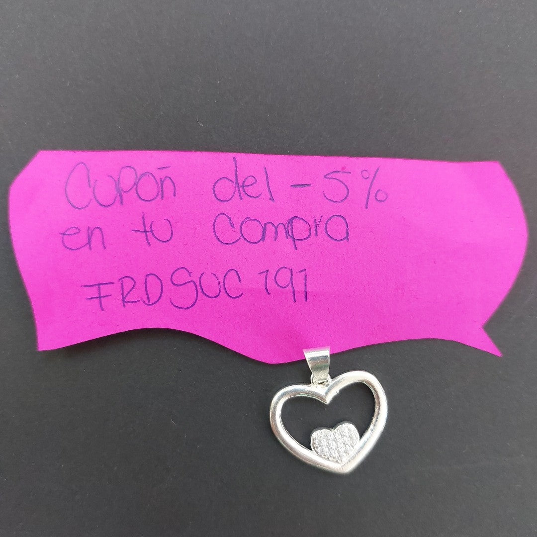 DIJE CORAZON C/CIRCONIAS PLATA .925 2.8 GR (NUEVO)