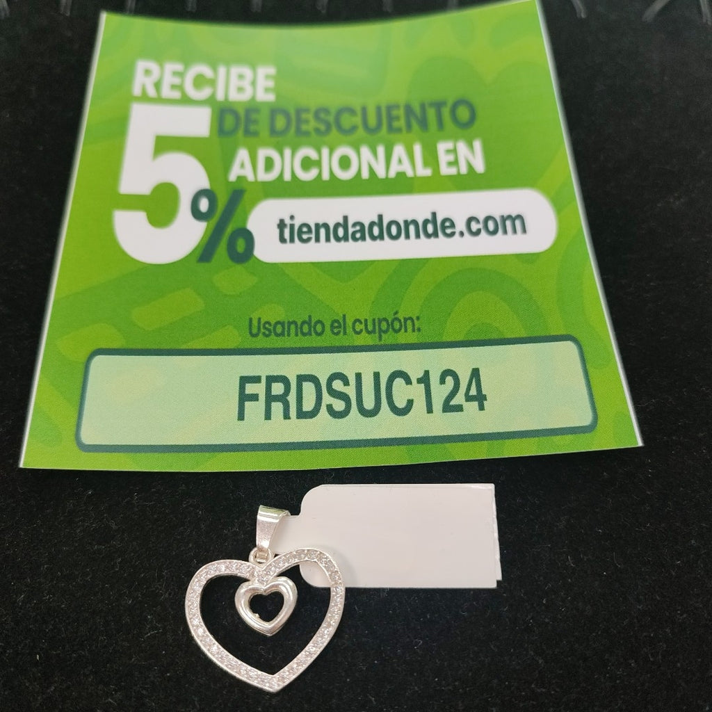 DIJE CORAZON C/CIRCONIAS PLATA .925 2.7 GR (NUEVO)