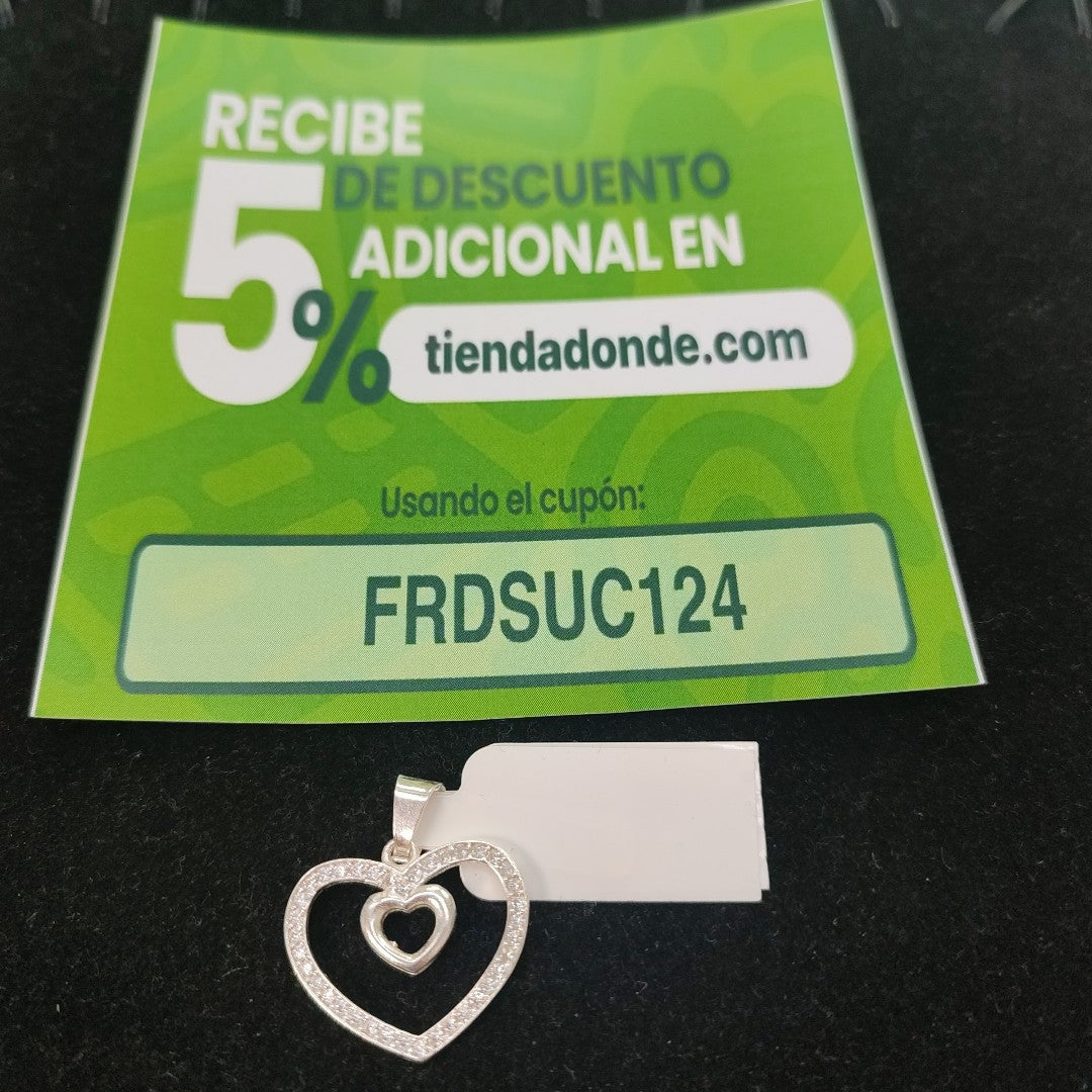 DIJE CORAZON C/CIRCONIAS PLATA .925 2.7 GR (NUEVO)