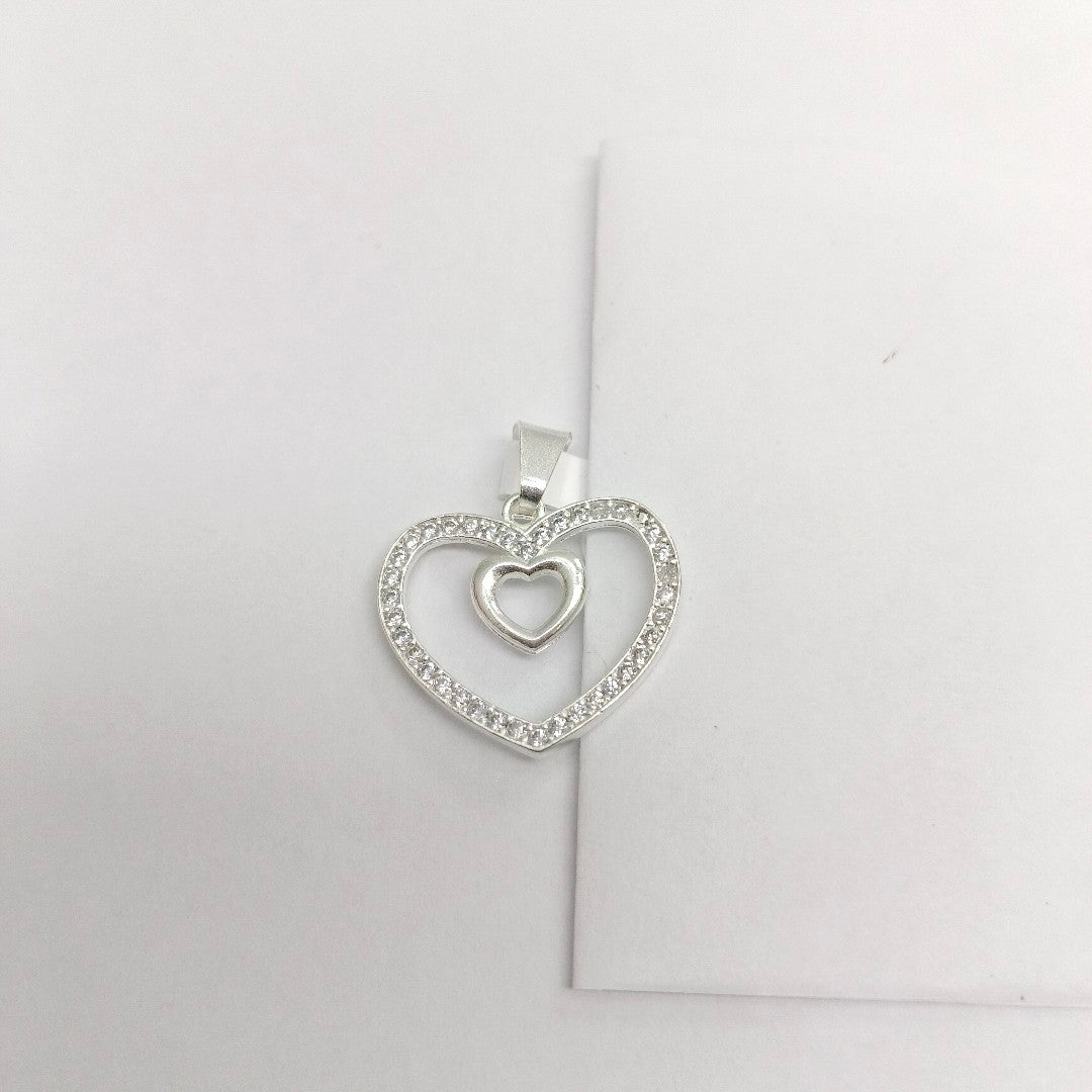 DIJE CORAZON C/CIRCONIAS PLATA .925 2.7 GR (NUEVO)