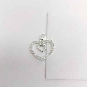 DIJE CORAZON C/CIRCONIAS PLATA .925 2.7 GR (NUEVO)