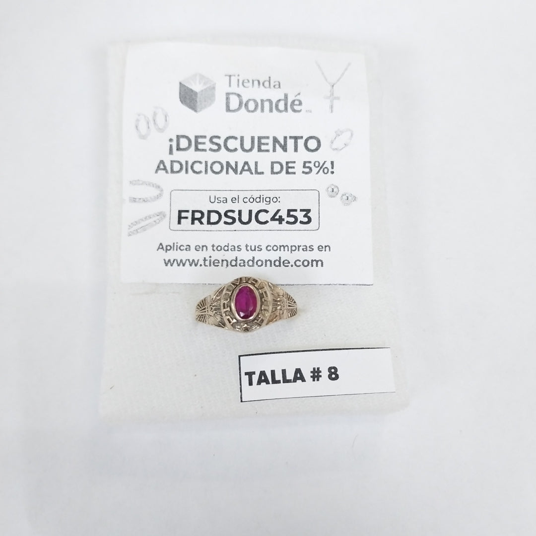 ANILLO DE GRADUACIÓN ORO 8 K 2.3 GRMS (SEMINUEVO)